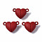 Spray Painted Alloy Magnetic Clasps with Loops, Cadmium Free & Nickel Free & Lead Free, Heart, Red, 10.5x16x7mm, Hole: 1.2mm