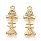 Brass Micro Pave Cubic Zirconia Pendants, Fishbone, Long-Lasting Plated, Nickel Free, Real 18K Gold Plated, 20.5x8x2.5mm, Hole: 1.4mm
