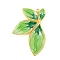 Ion Plating(IP) 304 Stainless Steel Pendants, with Enamel, Real 18K Gold Plated, Leaf Charm, Lime Green, 34x23x2.5mm, Hole: 1.4mm