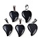 Synthetic Blue Goldstone Heart Pendants, Love Heart Charms with 304 Stainless Steel Snap on Bails, Stainless Steel Color, 22.5x15.5x6mm, Hole: 6x3.5mm