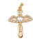 Brass Micro Pave Cubic Zirconia Pendants, Cross & Wing Charms, Nickel Free, Real 18K Gold Plated, 33.5x26x4mm, Hole: 4x2mm