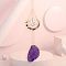 Natural Amethyst Chip Wrapped Moon Hanging Ornaments, Glass Teardrop and Agate Slices Tassel Suncatchers for Home Outdoor Decoration, 430mm