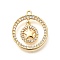 Brass Micro Pave Cubic Zirconia Pendants, Cadmium Free & Nickel Free & Lead Free, Real 18K Gold Plated, Ring Charms, Star, 21x18x3mm, Hole: 1.5mm