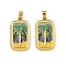Brass Enamel Pendants, Long-Lasting Plated, Lead Free & Cadmium Free, Rack Plating, Golden, Rectangle with Coconut Tree Charms, Colorful, 27.5x15.5x3mm, Hole: 6x3.5mm