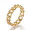 Unisex 304 Stainless Steel Rings, Curb Chains Finger Rings, Unwelded, Wide Band Rings, Golden, Size 7, 17mm, 5.5mm