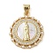 Brass Micro Pave Clear Cubic Zirconia Pendants, Cadmium Free & Lead Free, with ABS Imitation Pearl, Real 18K Gold Plated, Flat Round, 24x20.5x3mm, Hole: 3.5x4mm