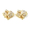 Brass Pendants, with Glass, Heart with Bowkont Charms, Real 18K Gold Plated, 16.5x12x4mm, Hole: 1.2mm