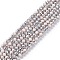 Electroplate Opaque Glass Beads Strands, Half Silver Plated, Faceted, Rondelle, Misty Rose, 4x3mm, Hole: 0.4mm, about 110~115pcs/strand, 39~40cm