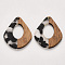 Transparent Resin & Walnut Wood Pendants, Waxed, Teardrop, Black, 32.5x27.5x2.5~4mm, Hole: 1.5mm