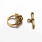 Tibetan Style Toggle Clasps, Lead Free and Cadmium Free, Antique Golden, Size: Flower: 18mm wide, 19mm long, Bar: 4mm wide, 24mm long, hole: 2mm