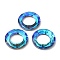Electroplate Glass Linking Rings, Crystal Cosmic Ring, Prism Ring, Faceted, Back Plated, Round Ring, Blue, 30x6.5mm, Inner Diameter: 17mm