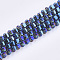Electroplate Glass Beads Strands, Faceted, Round, Blue, 4~4.5x3.5mm, Hole: 1mm, about 94~97pcs/strand, 30~32cm