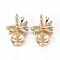 Brass Micro Pave Clear Cubic Zirconia Peg Bails Pendants, for Half Drilled Beads, Bowknot, Nickel Free, Real 18K Gold Plated, 24x16.5x6.5mm, Hole: 2.5mm, Pin: 0.9mm