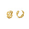 Stainless Steel C-Shaped Cuff Earrings, Chain Charm, Real 18K Gold Plated, 11.7x5mm