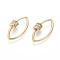 Brass Micro Pave Cubic Zirconia Screw Carabiner Lock Charms, for Necklaces Making, Clear, Horse Eye, Golden, 31x13.5x2mm