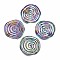 Eco-Friendly Iron Filigree Joiners Links, Cadmium Free & Lead Free, Twist Flat Round, Rainbow Color, 36~39x6~8mm