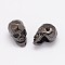 Brass Micro Pave Cubic Zirconia Beads, Skull, Lead Free & Nickel Free & Cadmium Free, Gunmetal, 13x8x9.5mm, Hole: 2mm