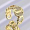 Brass Micro Pave Clear Cubic Zirconia Open Cuff Rings for Women, Letter, Rack Plating, Long-Lasting Plated, Cadmium Free & Lead Free, Real 18K Gold Plated, Letter J, 11.5mm