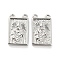 Rack Plating Brass Rectangle Charms with 2 Loops, Long-Lasting Plated, Cadmium Free & Lead Free, Platinum, 12.8x7.8x2mm, Hole: 1mm