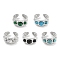 304 Stainless Steel Synthetic Gemstone Cuff Rings, Round Open Rings for Women Men, Stainless Steel Color, 10mm, Inner Diameter: Adjustable