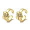 Rack Plating Brass Micro Pave Clear Cubic Zirconia Heart wtih Cross Cuff Earrings for Women, Cadmium Free & Lead Free, Long-Lasting Plated, Real 18K Gold Plated, 15x9.5mm