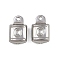 304 Stainless Steel Charms, Square Charms, Anti-Tarnish, Stainless Steel Color, 12x7x4mm, Hole: 1mm