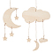 OLYCRAFT 2 Sets 2 Styles Mobile Moon Star Ceiling Hanging Decoration Moon Star Hanging Wall with Star Moon Cloud Modern Wall Hanging Unfinished Wooden Hanging Ornament for Home Room Wall Hanging Decor