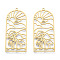 201 Stainless Steel Pendants, Arch Charm with Sun & Mushroom, Real 18K Gold Plated, 48.5x22x1mm, Hole: 1.5mm