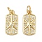Brass Micro Pave Clear Cubic Zirconia Charms, with Jump Ring, Long-Lasting Plated, Rectangle with Star, Real 18K Gold Plated, 16x8x2mm, Jump Ring: 5x0.7mm, 3.6mm Inner Diameter