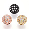 Rack Plating Brass Cubic Zirconia Beads, Long-Lasting Plated, Round, Mixed Color, 8x7mm, Hole: 2mm