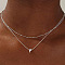 Brass Double Layer Small Letter Pendant Necklaces for Women, Platinum, Letter R, 15.75 inch(40cm)