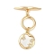 Brass Micro Pave Clear Cubic Zirconia Toggle Clasps, Cadmium Free & Nickel Free & Lead Free, with Shell, Star, Real 18K Gold Plated, Planet: 30mm, Pendant: 15x13x2mm, Hole: 1.2mm, Bar: 22x4x4.5mm, Hole: 1.2mm