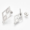Non-Tarnish 304 Stainless Steel Stud Earring Findings, with Ear Nuts/Earring Backs, Rhombus, Stainless Steel Color, 24x13.5mm, Hole: 1.2mm, Side Length: 12mm, Pin: 0.7mm