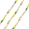 Brass Ball Chains, with Glass Seed Beads, Cadmium Free & Nickel Free & Lead Free, Real 18K Gold Plated, Soldered, with Spool, Yellow, 20x3x2mm
