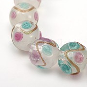 Круглой формы ручной работы Золотые пески ухабистой Lampwork бисер LAMP-L043-01