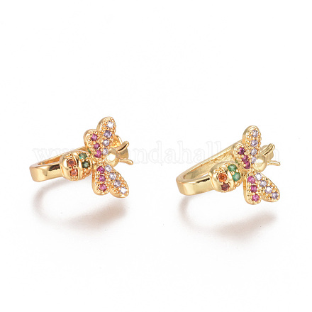 Серьги-манжеты с цирконом из позолоченной латуни EJEW-L244-19G-1