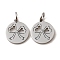Non-Tarnish 304 Stainless Steel Charms, Laser Cut, with Jump Ring, Stainless Steel Color, Hollow, Flat Round Charm, Bowknot, 13.5x12x1mm, Hole: 3.6mm