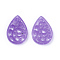 Carved Natural White Jade Pendants, Dyed, Teardrop, Lilac, 25x17x1~3mm, Hole: 1mm