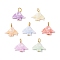 Craft Style Acrylic Fish Shape Pendants, with Iron Flat Head Pins, Golden, 14.5x15.5x3.5mm, Hole: 2.5mm