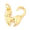 Brass Charms, Long-Lasting Plated, Lead Free & Cadmium Free, Rack Plating, with Jump Ring, Real 18K Gold Plated, Cat Shape, 14x14.5x4.5mm, Hole: 3mm