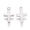 Tarnish Resistant 316 Surgical Stainless Steel Tiny Cross Charms, Stainless Steel Color, 10x6x0.4mm, Hole: 1mm