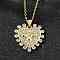 Brass Micro Pave Clear Cubic Zirconia Bee Heart Pendant Necklaces for Women, Real 18K Gold Plated, 17.68 inch(44.9cm)
