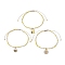 3Pcs 3 Style Bees & Flower Alloy Enamel Charm Bracelets Set, Glass Seed Beaded Stackable Bracelets, Yellow, Inner Diameter: 2-1/8~3-3/8 inch(5.5~8.5cm), 1Pc/style