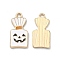 Halloween Light Gold Tone Alloy Enamel Pendants, Rectangle with Ghost Charm, White, 23.5x11x1.5mm, Hole: 2mm