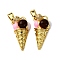 Brass Micro Pave Cubic Zirconia Pendants, with Enamel, Ice Cream Charms, Real 18K Gold Plated, 18x9x8.5mm, Hole: 4x2.5mm