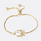 Adjustable Brass Micro Pave Cubic Zirconia Bolo Bracelets, Slider Bracelets, Bowknot, Golden, 10-1/4 inch(260mm), 1.2mm