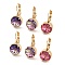 Glass Leverback Earrings, with Brass Findings, Oval, Mixed Color, 26.5x13.5mm