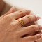 Fashionable Stainless Steel Hollow Double-layer Twisted Cuff Rings, Real 18K Gold Plated
