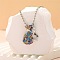 Alloy Colorful Rhinestone Pendant Necklaces for Kid, Platinum, Fox, 19.69 inch(50cm)
