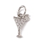Brass Micro Pave Cubic Zirconia Charms, Cadmium Free & Lead Free, with Jump Rings, Cocktail Drink Charms, Platinum, 10.5x7x1mm, Hole: 3.4mm